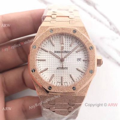 JF Factory Newest Audemars Piguet Watches For Sale - Royal Oak Frosted Gold w White Dial